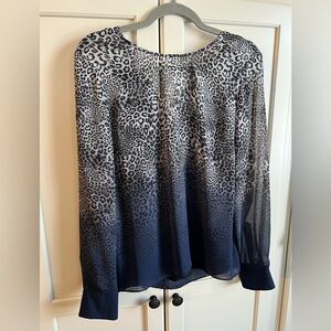 Vince Camuto Black and Gray Leopard Blouse